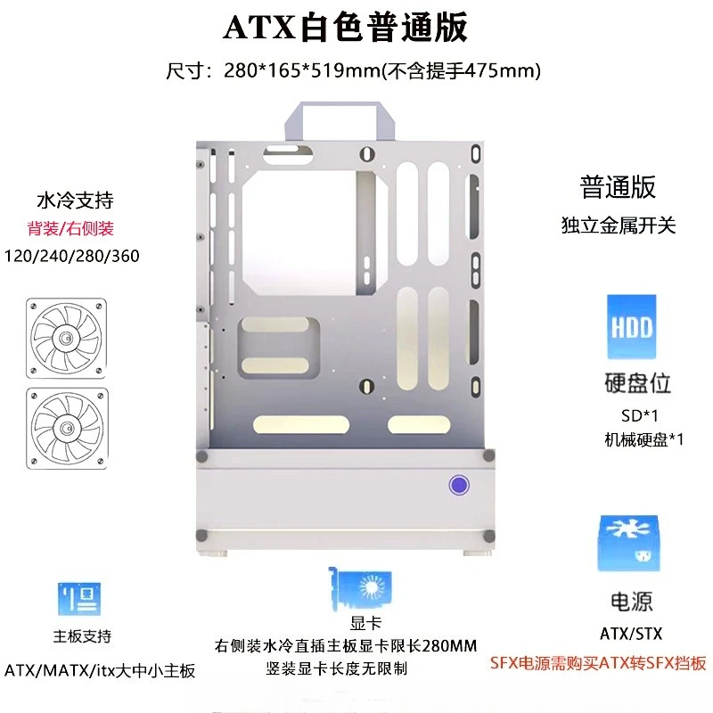 هيكل كمبيوتر مفتوح 240/360 مبر - مراجعة Atx Case وسعره